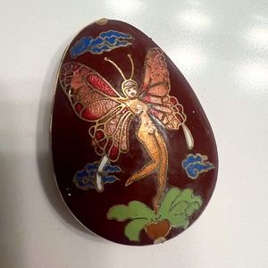 vintage butterfly design cloisonné pendant
